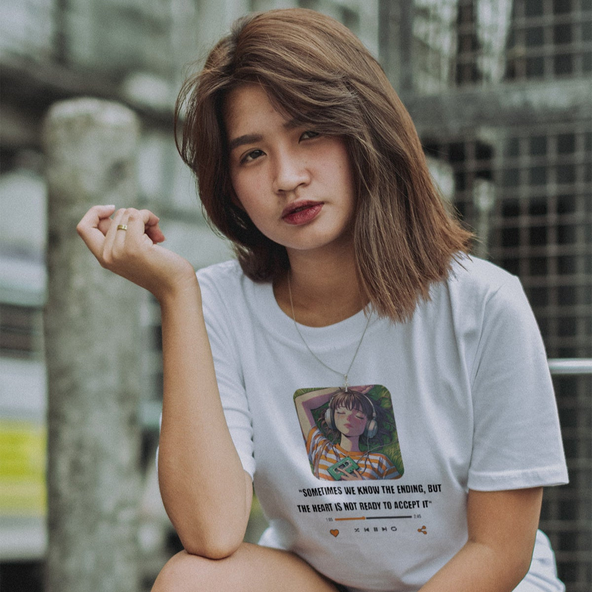 Premium cotton unisex tee featuring a heartfelt quote about endings