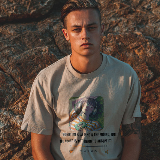 Soft cotton unisex graphic tee featuring bittersweet ending quote