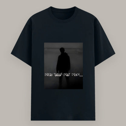 Funny bold Hindi quote unisex T-shirt – “Meri Taraf Mat Dekh” design Color_NavyBlue