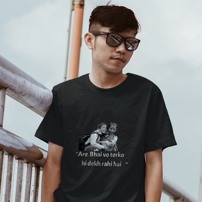 Desi humour men’s tee with bold Hinglish print