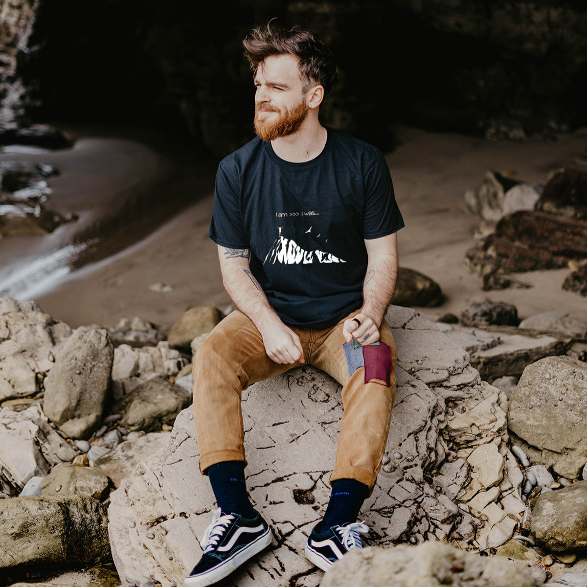 Streetwear motivational shirt with “I Am >>> I Was” print